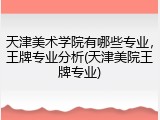 天津美术学院有哪些专业，王牌专业分析(天津美院王牌专业)