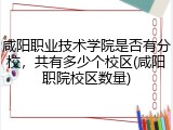 咸阳职业技术学院是否有分校，共有多少个校区(咸阳职院校区数量)