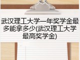 武汉理工大学一年奖学金最多能拿多少(武汉理工大学最高奖学金)