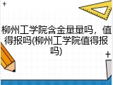 柳州工学院含金量量吗，值得报吗(柳州工学院值得报吗)