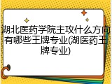 湖北医药学院主攻什么方向有哪些王牌专业(湖医药王牌专业)