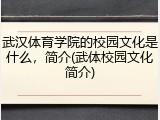 武汉体育学院的校园文化是什么，简介(武体校园文化简介)