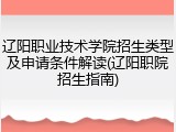 辽阳职业技术学院招生类型及申请条件解读(辽阳职院招生指南)