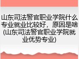 山东司法警官职业学院什么专业就业比较好，原因是啥(山东司法警官职业学院就业优势专业)