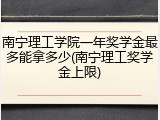 南宁理工学院一年奖学金最多能拿多少(南宁理工奖学金上限)
