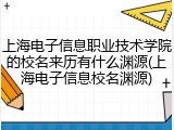 上海电子信息职业技术学院的校名来历有什么渊源(上海电子信息校名渊源)