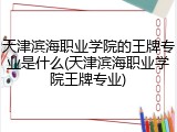 天津滨海职业学院的王牌专业是什么(天津滨海职业学院王牌专业)
