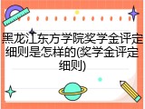 黑龙江东方学院奖学金评定细则是怎样的(奖学金评定细则)