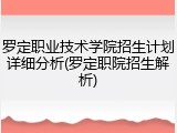 罗定职业技术学院招生计划详细分析(罗定职院招生解析)