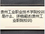 贵州工业职业技术学院校训是什么，详细阐述(贵州工业职院校训)