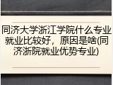 同济大学浙江学院什么专业就业比较好，原因是啥(同济浙院就业优势专业)