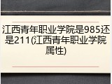 江西青年职业学院是985还是211(江西青年职业学院属性)