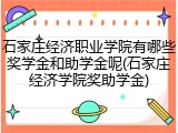 石家庄经济职业学院有哪些奖学金和助学金呢(石家庄经济学院奖助学金)