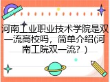 河南工业职业技术学院是双一流高校吗，简单介绍(河南工院双一流？)