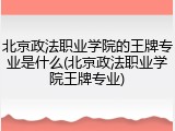 北京政法职业学院的王牌专业是什么(北京政法职业学院王牌专业)