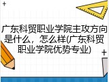 广东科贸职业学院主攻方向是什么，怎么样(广东科贸职业学院优势专业)