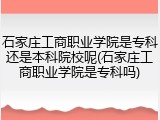 石家庄工商职业学院是专科还是本科院校呢(石家庄工商职业学院是专科吗)