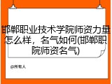 邯郸职业技术学院师资力量怎么样，名气如何(邯郸职院师资名气)