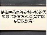楚雄医药高等专科学校的思想政治教育怎么样(楚雄医专思政教育)