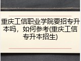 重庆工信职业学院要招专升本吗，如何参考(重庆工信专升本招生)