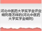 河北中医药大学奖学金评定细则是怎样的(河北中医药大学奖学金细则)