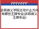 武昌首义学院主攻什么方向有哪些王牌专业(武昌首义王牌专业)