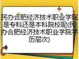 民办合肥经济技术职业学院是专科还是本科院校呢(民办合肥经济技术职业学院学历层次)