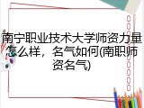 南宁职业技术大学师资力量怎么样，名气如何(南职师资名气)