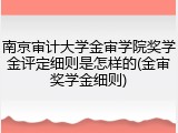 南京审计大学金审学院奖学金评定细则是怎样的(金审奖学金细则)