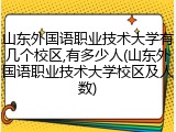 山东外国语职业技术大学有几个校区,有多少人(山东外国语职业技术大学校区及人数)