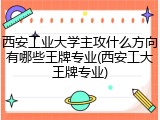 西安工业大学主攻什么方向有哪些王牌专业(西安工大王牌专业)