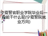 宁夏警官职业学院毕业后一般能干什么呢(宁夏警院就业方向)