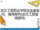 武汉工贸职业学院含金量量吗，值得报吗(武汉工贸值得报吗)