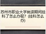 苏州市职业大学就读期间挂科了怎么办呢？(挂科怎么办)