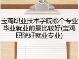 宝鸡职业技术学院哪个专业毕业就业前景比较好(宝鸡职院好就业专业)