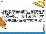 湖北孝感美珈职业学院是否有双学位，为什么(湖北孝感美珈职院双学位原因)