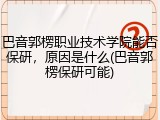 巴音郭楞职业技术学院能否保研，原因是什么(巴音郭楞保研可能)