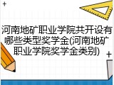 河南地矿职业学院共开设有哪些类型奖学金(河南地矿职业学院奖学金类别)