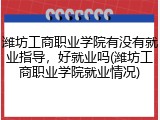 潍坊工商职业学院有没有就业指导，好就业吗(潍坊工商职业学院就业情况)