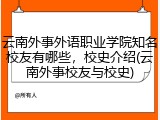 云南外事外语职业学院知名校友有哪些，校史介绍(云南外事校友与校史)