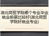 湖北商贸学院哪个专业毕业就业前景比较好(湖北商贸学院好就业专业)
