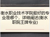 衡水职业技术学院最好的专业是哪个，详细阐述(衡水职院王牌专业)