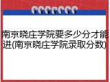 南京晓庄学院要多少分才能进(南京晓庄学院录取分数)