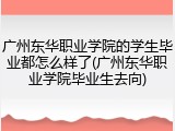 广州东华职业学院的学生毕业都怎么样了(广州东华职业学院毕业生去向)