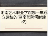 湖南艺术职业学院哪一年成立建校的(湖南艺院何时建校)