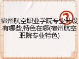 宿州航空职业学院专业开设有哪些,特色在哪(宿州航空职院专业特色)