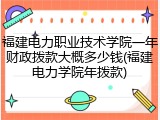 福建电力职业技术学院一年财政拨款大概多少钱(福建电力学院年拨款)
