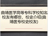 曲靖医学高等专科学校知名校友有哪些，校史介绍(曲靖医专校史校友)