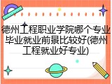 德州工程职业学院哪个专业毕业就业前景比较好(德州工程就业好专业)