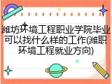 潍坊环境工程职业学院毕业可以找什么样的工作(潍职环境工程就业方向)